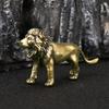 Vintage Majestic Brass Lion Figurine Textured Male Lion Home Office Desk Decor Mini Animal Statue Ideal Gift