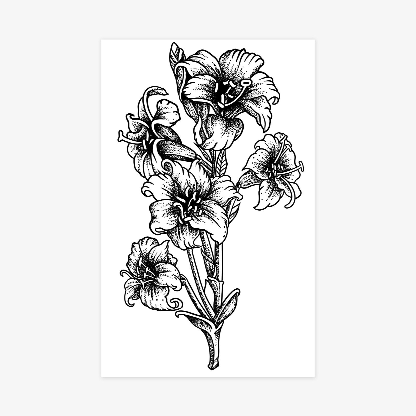 High-End High-Value, Simple Personality, Dark Domineering Bouquet, Leg Tattoo Sticker 12*19