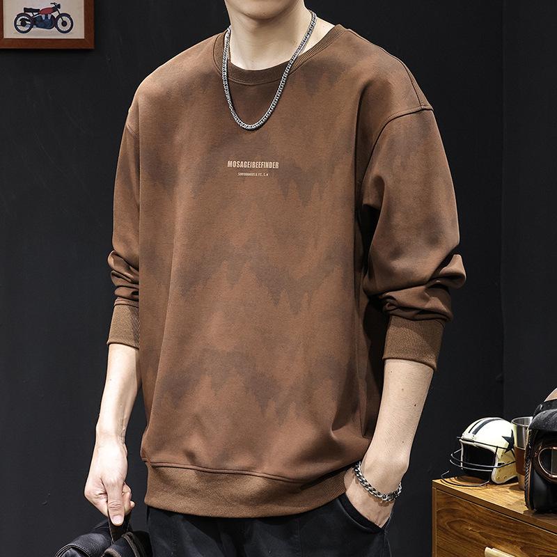 Herrtröja med gradienttryck 2025: Tungviktslångärmad, Trendig Plus Size - Vår/Höststil
