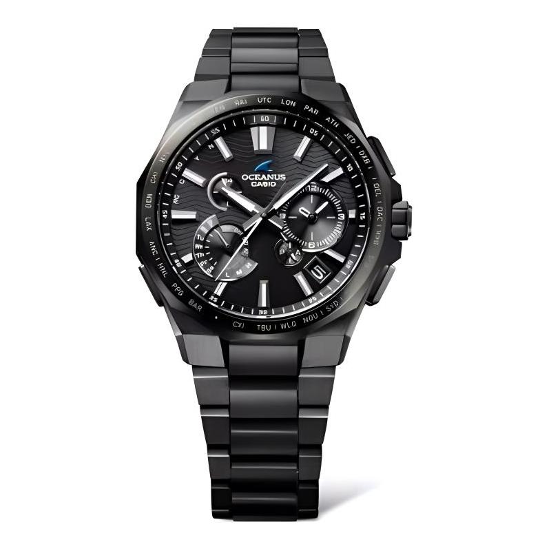 

CASIO Classic Series 100 Meters Waterproof Fashion Style Solar Movement Titanium Strap Men s Watch Black Dial OCW-T6000B-1A чорний