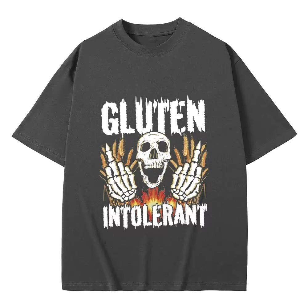 Summer Kid Clothes Gluten Intolerant Skeleton Men's Tshirt High Quality Cotton Tees Fashion Vintage Oversized Breathable Top