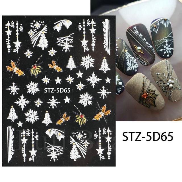 Nail Art Sticker Winter Christmas Snowflake Elk Santa Claus Christmas Ball 5D Embossed Nail Art Sticker