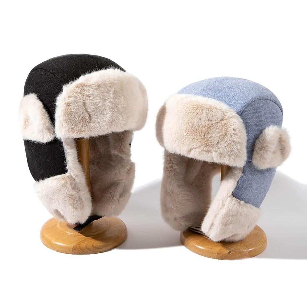 Croogo Pilot Cap with Ear Perfect for Flight Perfect for and Stylish Russian Style Boa Fleece Flight Cap Men's Flaps, Winter, Warm, Fleece-Lined Cap,
