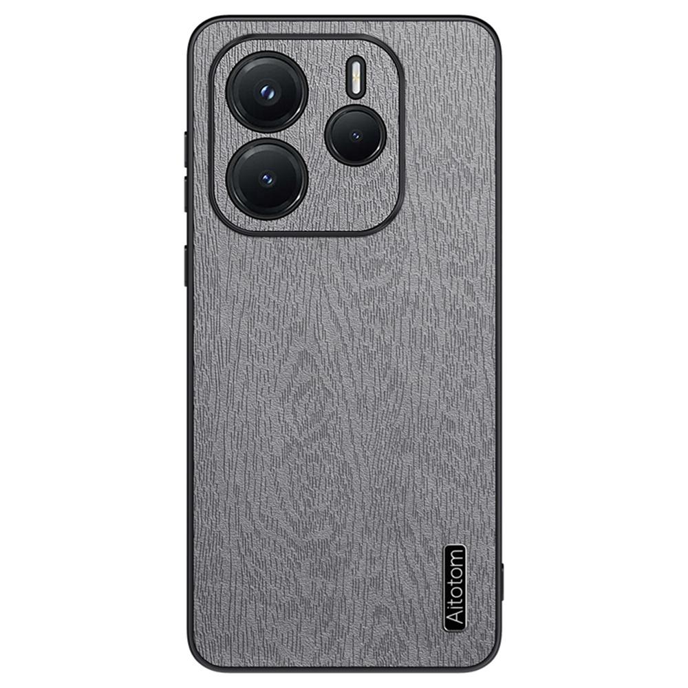 

Для Xiaomi Redmi Note 14 4G (163,25x76,55x8,16 мм) Чехол Текстура дерева Покрытый ПУ кожей ПК ТПУ Чехол для телефона Grey