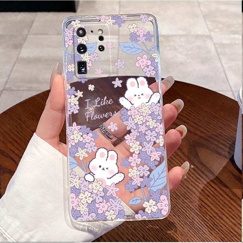 Phone Case For Samsung Galaxy S20 S 20 Ultra Plus FE Casing Cute Love Rabbit Funny Clear Silicone Protective Soft TPU Back Cover
