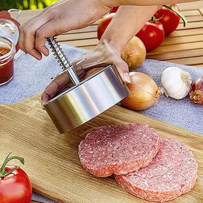 Acciaio Inossidabile Hamburger Maker Pressa per Burger Forma Rotonda Antiaderente Cotolette Carne per Hamburger Manzo Griglia Burger Smasher Stampo per Polpette