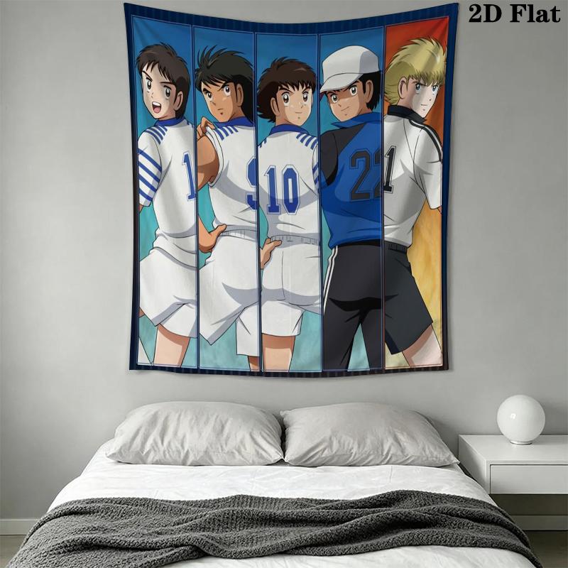 Captain Tsubasa Wall Tapestry Aesthetic Wall Hanging Printed Fabric Blanket Decorative Tapestries for Bedroom Living Room Home Decor