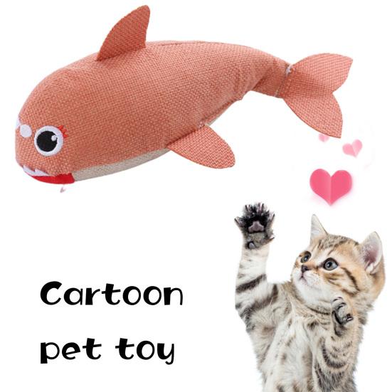 Interactive Plush Cat Toys Cartoon Shark Design with Catnip Teeth-grinding Bite Resistant Prevent Boredom Cat Toys