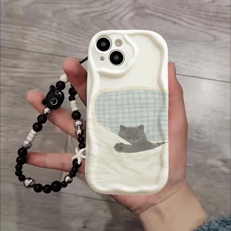 Cute Black Cat Hang Chain Case For Google Pixel 8a 7a 7 8 10 Pro 9 XL Soft Y2K Silicone Cover