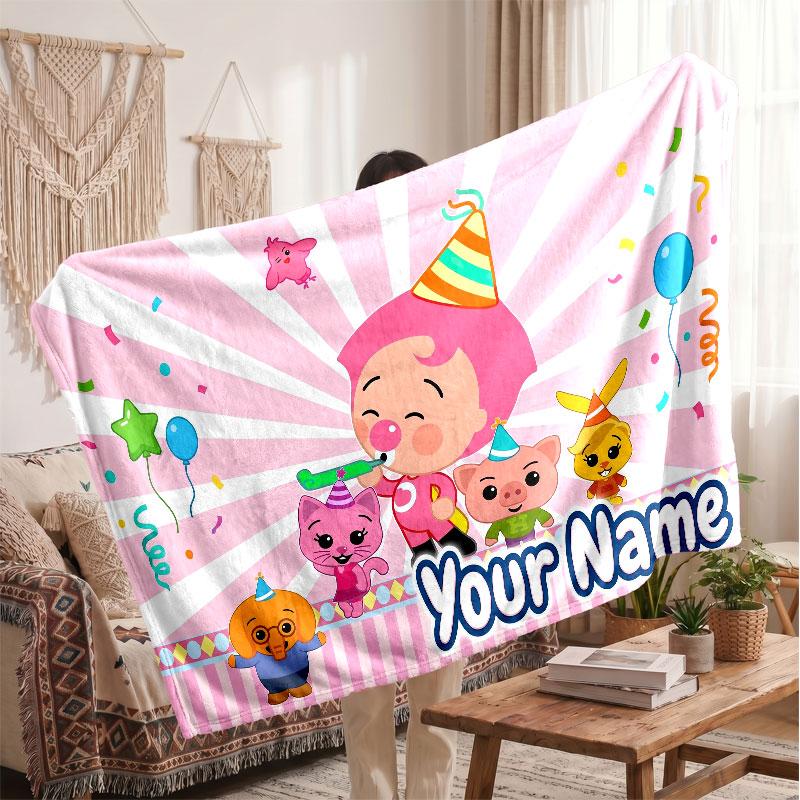 Coperta in Flanella Personalizzata El Payaso Plim Plim, Testo Nome Stampato Personalizzato, Coperta Calda Morbida per Divano Letto