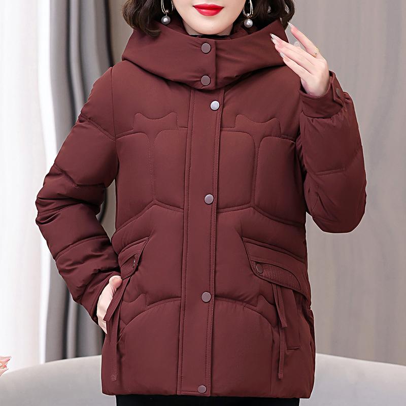 

Мода больших размеров XL-5XL Зимние женские парки с капюшоном, толстая теплая куртка, свободные пальто для женщин среднего возраста XL