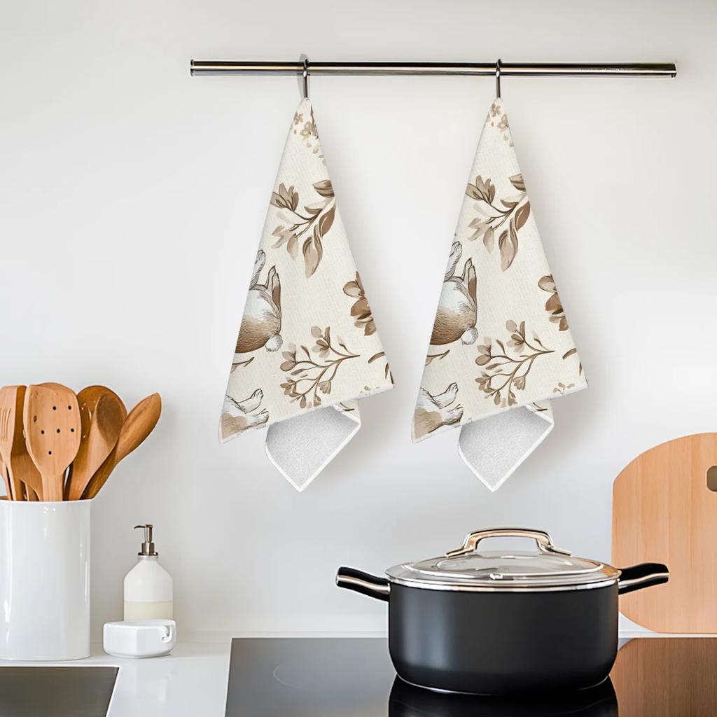 2pcs/set Kitchen Towels 40x60cmcute bunnyHand Towels Christmas Decorations for Home Noel Dish Towels Gifts