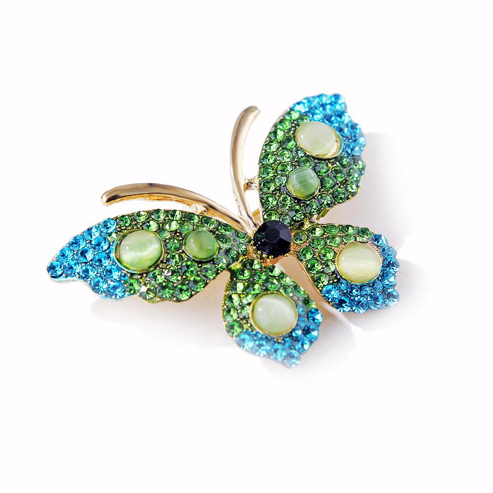 Kreativní drahokamová brož s motýlem Dámský temperament Módní kabát Střízlivé a módní oděvní doplňky Špendlík Korsáž Brož Šperky