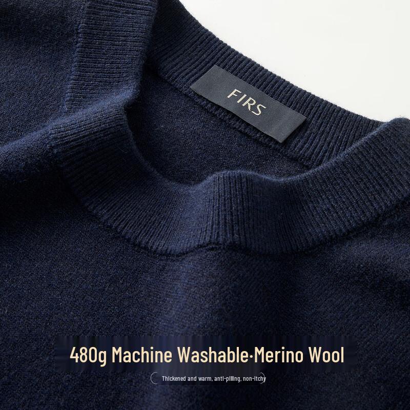 FIRS Men's Heavyweight 480G Machine Washable Round Neck Sweater