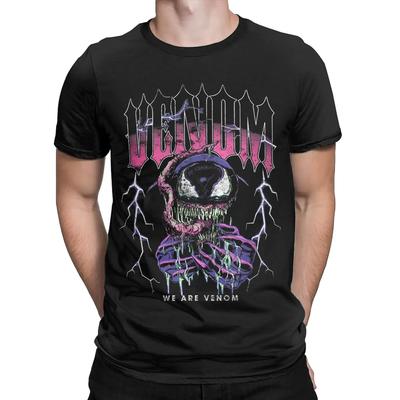 Echte Spider-Man VS Venom Blutiger Kampf Comic-Print Baumwoll-T-Shirts für Männer und Frauen Rundhals Ärmellos Kurzarm