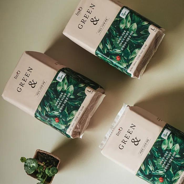 [Vegan Eco-Friendly Sanitary Napkin] I'm Oh Green & Large Capacity Sanitary Napkin Large 24P