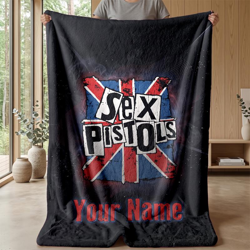 Sex Pistols Custom Flannel Throw Blanket Print Your Name Text Soft Warm Blanket Holiday Present