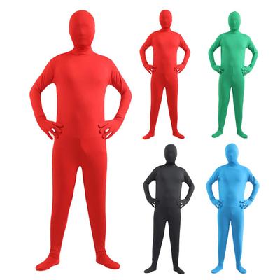 Unisex halloweenský overal upnutý střih prodyšný dlouhé rukávy elastický jednobarevný neviditelný overal s kapucí