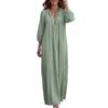 Bohemian Inspired Dress Ruffle V-Neck Long Dress, 3/4 Sleeves Maxi for Comfortable Women Dresses Women, Solid Color Casual Loose Spring Fall
