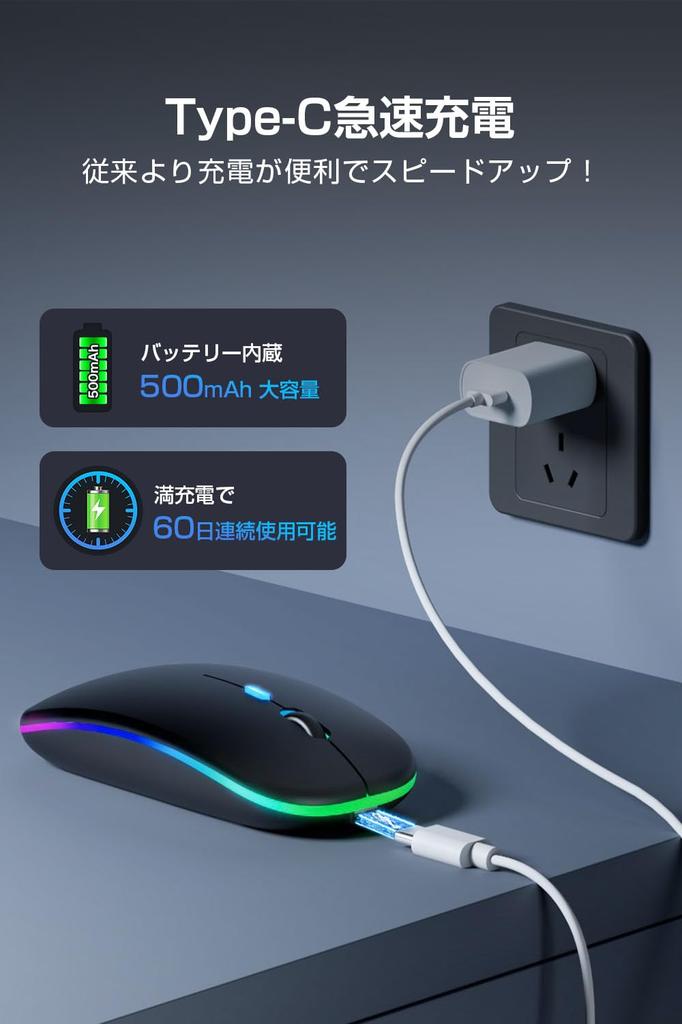 Model Wireless Bluetooth Instant High Bluetooth DPI Compatible with TELEC Certified [2025 Ultra-Slim & Type-C Rechargeable] 5.2 Mouse, Quiet,