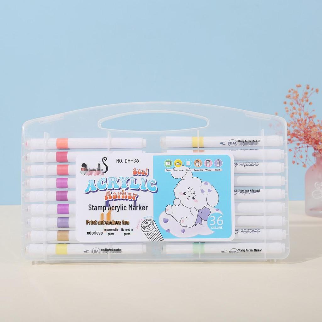 Waterproof Acrylic Marker Set: 12/24/36/48 Colors Opaque, Layerable Pens for Students