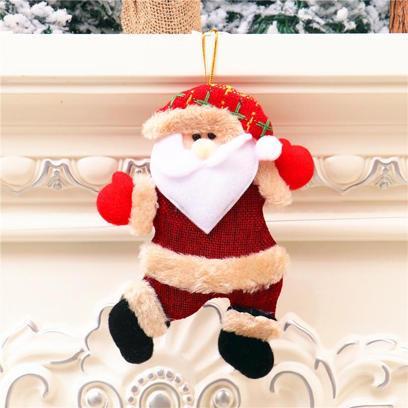 Christmas Themed Decorations Ornaments Fabric Santa Claus Reindeer Figurines Little Bear Snowman Hanging Decorations Pendant