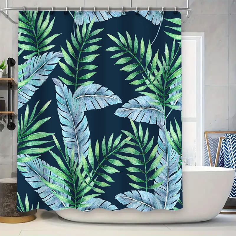 

Акварельная Пальма Синяя Шторка для Душа Зеленый Узор с Листьями Декоративный Коврик для Ванной для Домашнего Декора Современный Дизайн Аксессуары для Ванной 90x180cm