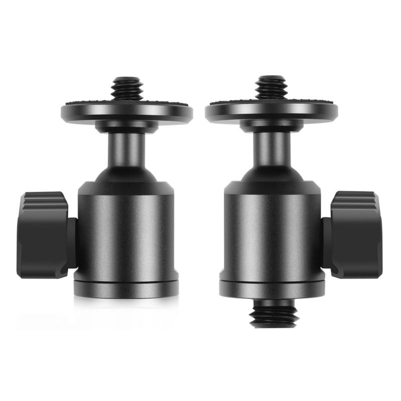 Universal Ball Head Adapter 1/4in / 3/8in Screw Aluminum Alloy 360Swivel Mount for Camera Tripod Light Bracket Accessory