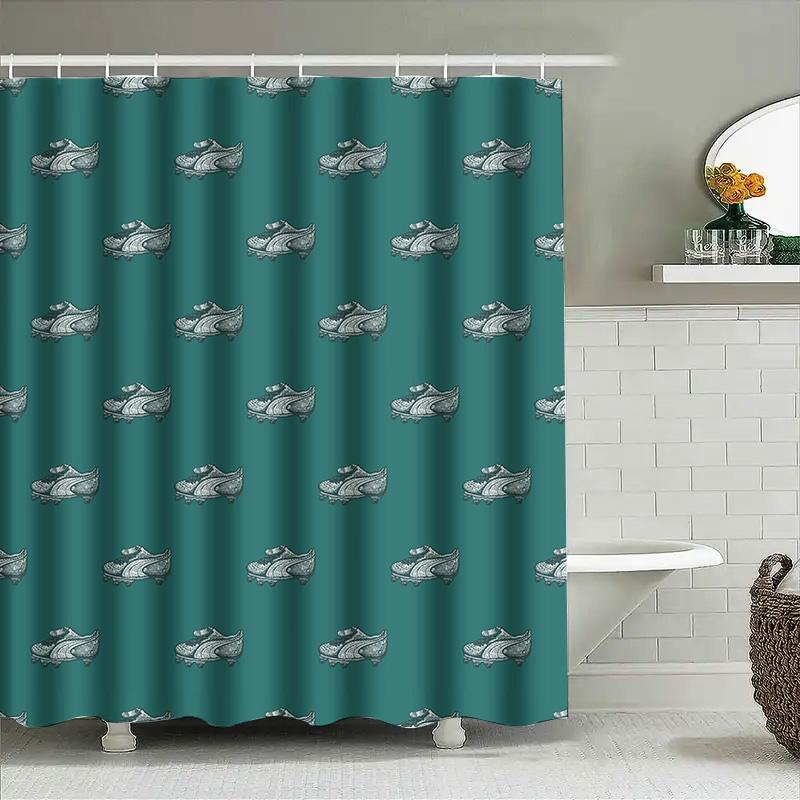 Green Shower Curtain With Skateboard Patternwaterproof Fabric For Bathroom Decor Perfect Gift Idea!