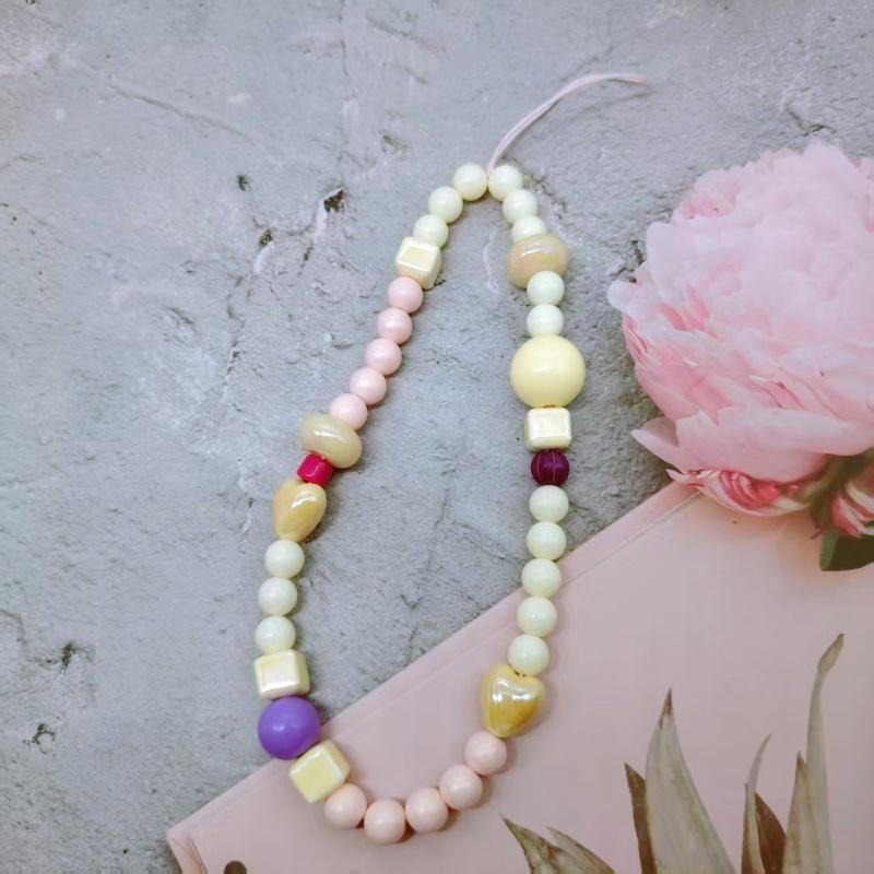 

Festival party small gift color mixed handmade bead hanging rope phone case bag pendant