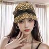Lace Bow Visor Hat Long Brim Sun Hat Casual Leopard Print Baseball Cap  Travel
