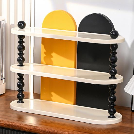 Desktop Storage Rack Three-Layer Organizer Stable Support Stylish Color Contrast Rack