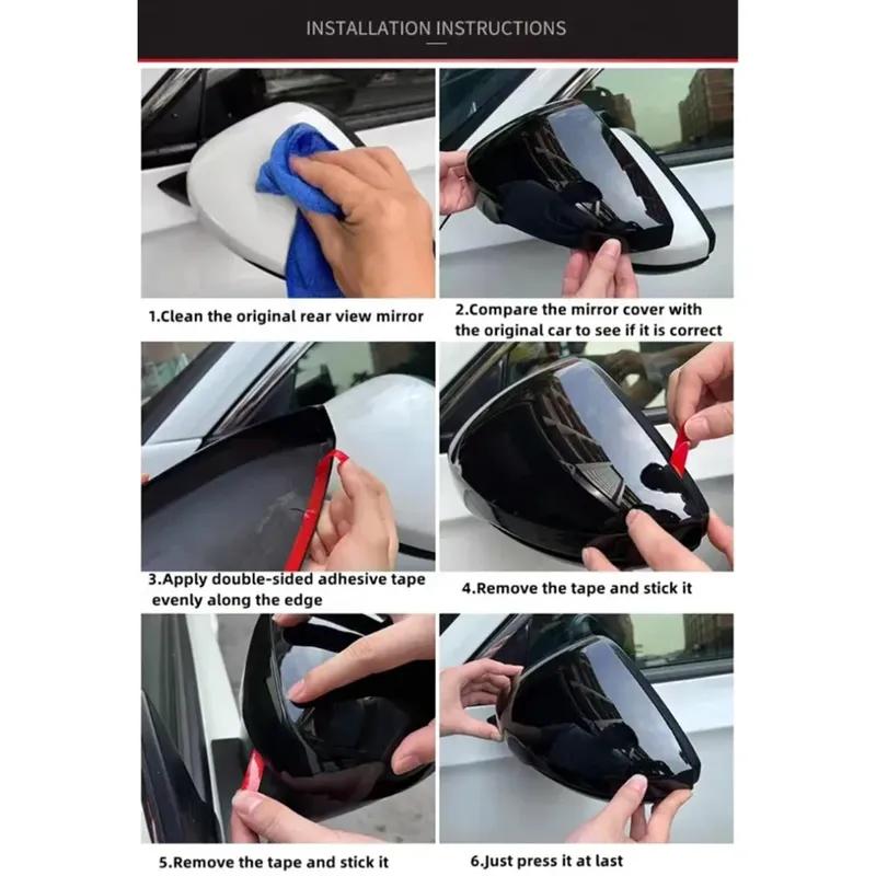 For Tesla Model Y Juniper 2025 Car Rearview Side Mirror Cover Wing Cap Exterior Door Trim Adhesive Sticker ABS Carbon/ Black