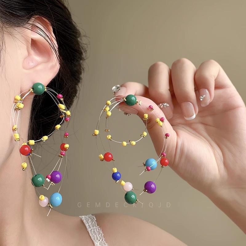 Luxurious European & American Diamond Tassel Stud Earrings for Evenings and Parties