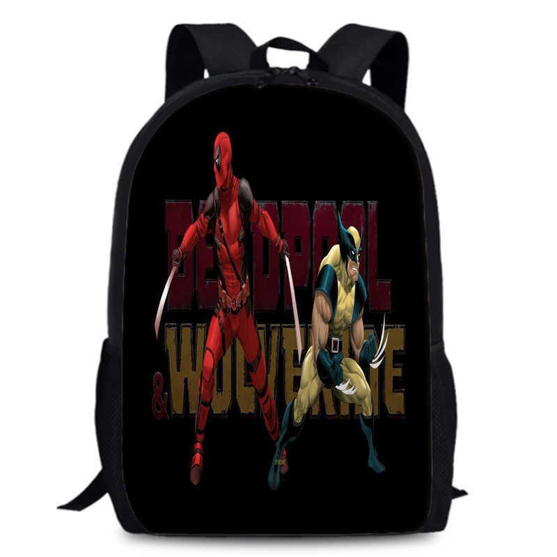 Deadpool Wolverine Backpack 15 Inch Anime Cartoon Lightweight Schoolbag