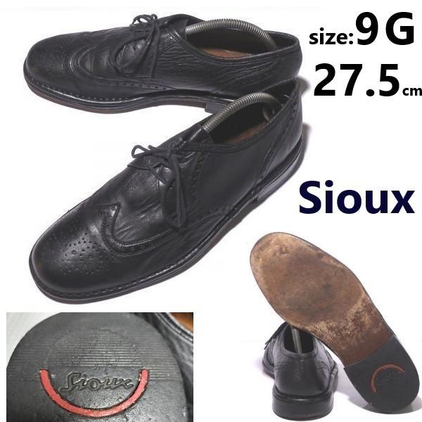 

Sioux Germany leather wing tip shoes 9G 27.5 black business dress(USED)
