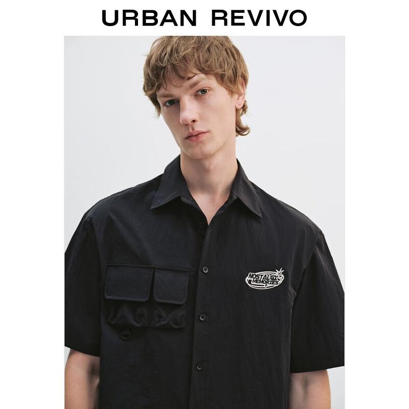 UR Men's Casual Color-block Letter Short Sleeve Shirt