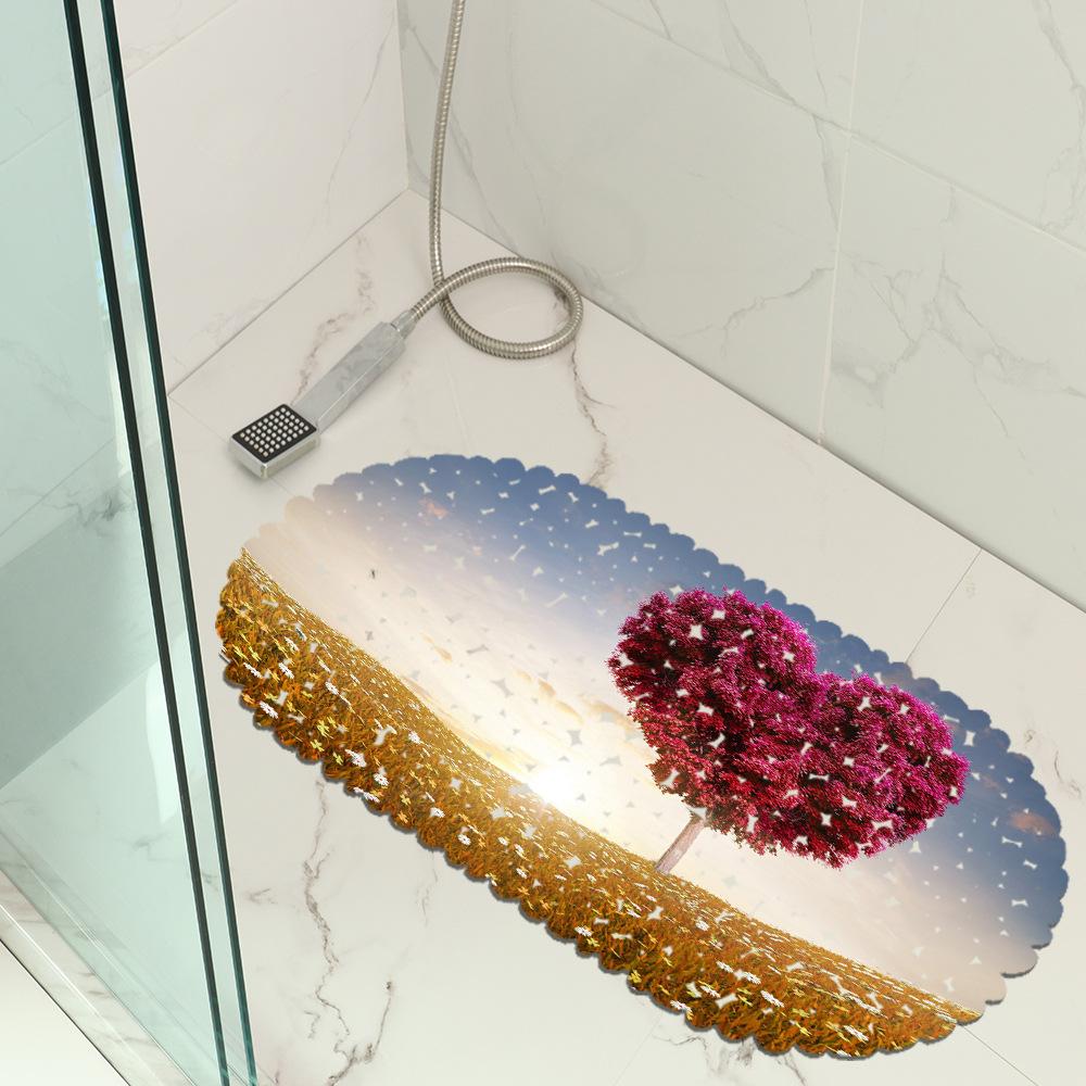 

Love Map Pvc Shower Bathroom Mat Bath Non-Slip Mat Hotel Floor Mat Bathtub Foot Mat Suction Cup Mat 35*70CM