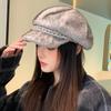 Korean Imitation Mink Hair Color Chain Beret Women's Autumn and Winter Casual Fashion Big Head Octagonal Hat Versatile Newspaper Boy Hat