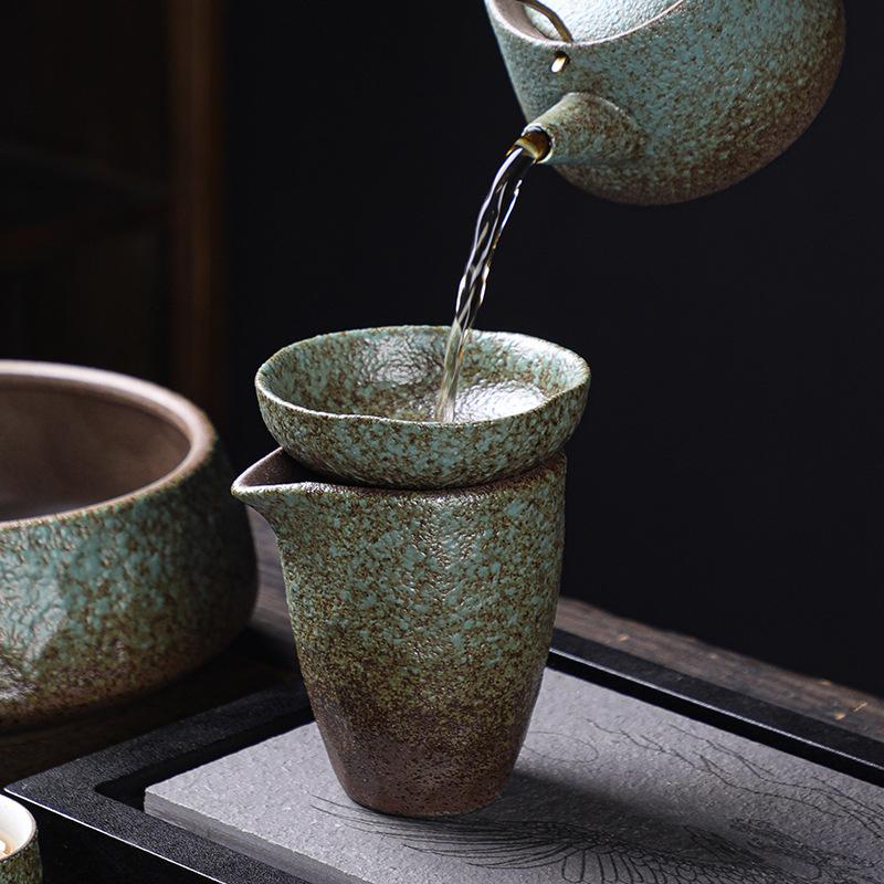 Japanese-style coarse pottery fair cup tea leak integrated set ceramic kung fu tea set eagle beak tea dispenser tea cup tea sea tea filter