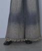 Miette Overdyed Denim Pants with Fringe At the Size RFXT0274 Wide-Leg Hem, Women's M, Blue,