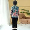 Paster Autumn Floral Tang Suit Set for Middle-Aged Women