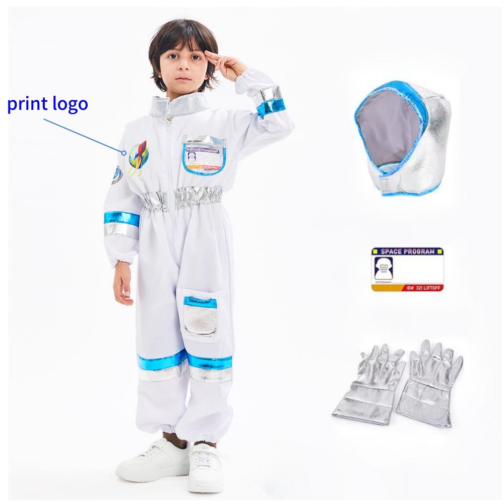 Halloween Astronaut Cosplay Costume Kids Boy Girl Jumpsuit Cartoon Space Party Spaceman Outfit White Spacesuit Bodysuit Clothing