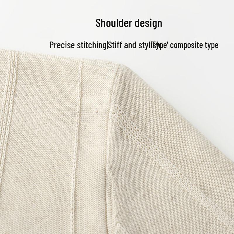 SNOWFLYING Men's Ribbed Tencel Linen Polo Shirt