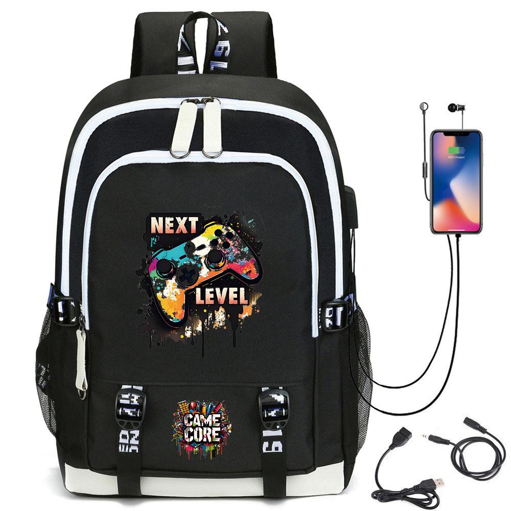 Digital Printing Gamepad Pattern Backpack Cartoon Elementary School Bag Large Capacity Usb Backpack