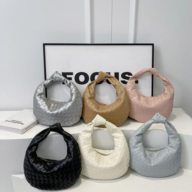 Ielgy Hand-Woven Bag All-Match Underarm Bag One-Shoulder Portable Dumpling Bag