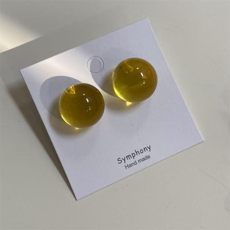 Boucles d'oreilles Clous Perles Rondes Colorées Éclaircissantes Automnales - Design de Niche Élégant 2026