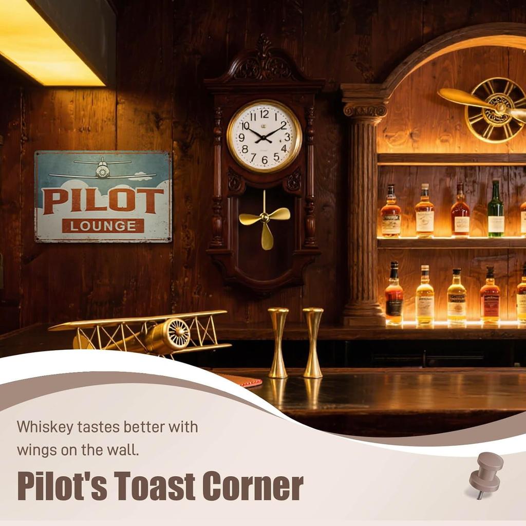 ALREAR Pilot Lounge Sign Aviation Decor Aviator Gifts Airplane Party Decorations Nursery Boys Room Garage Man Cave Wall Art Decor Vintage Metal Signs