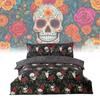 Halloween Totenkopf und Rose Wendbare Bettbezug-Set Mit Cartoon-Muster Für Schlafzimmer-Dekoration