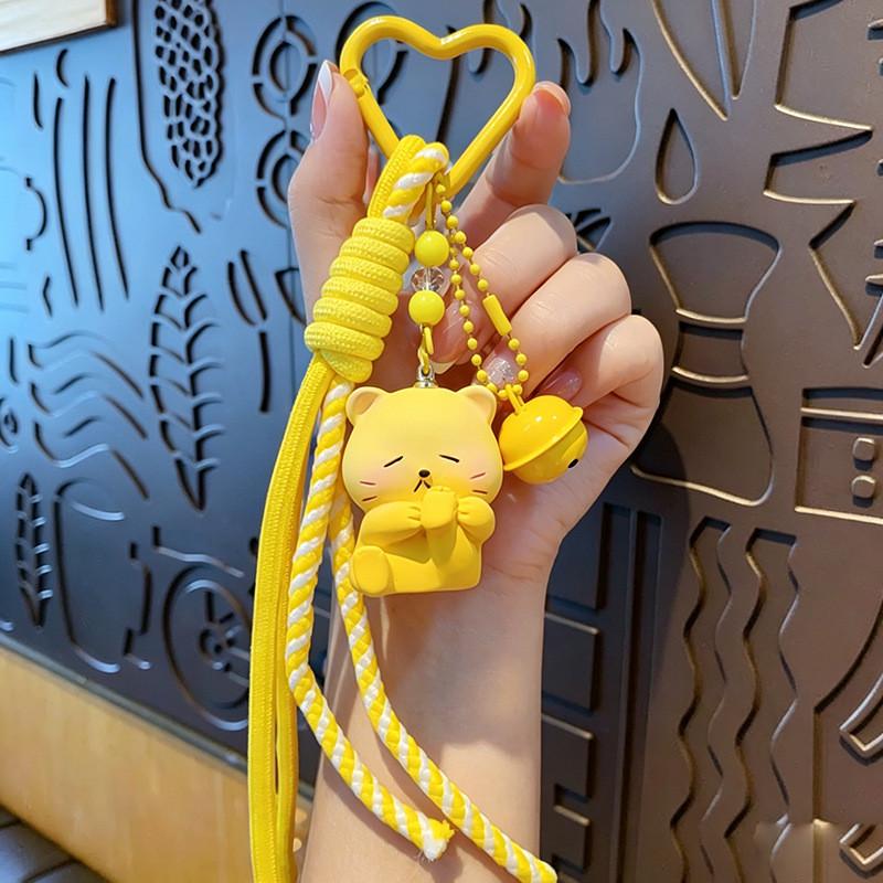 Keychain With Resin Cat Pendant For Mobile Phone And Bag Accessory